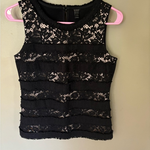 J. Crew Black Ruffled Fitted Tank Top - Picture 1 of 4